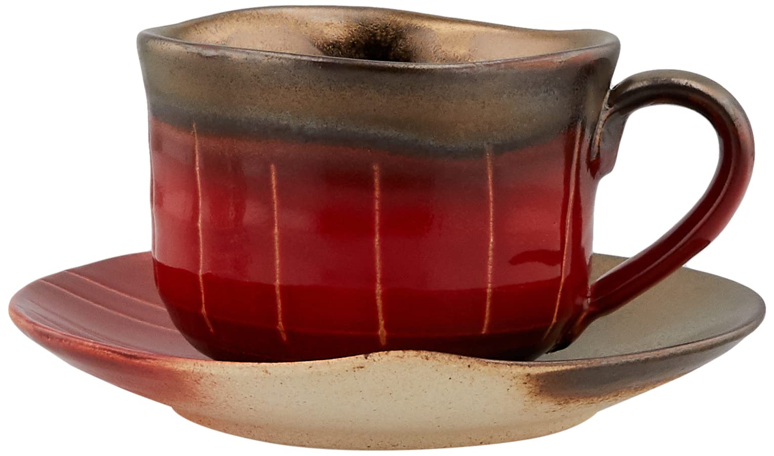 Amazon｜マルヨシ陶器 萬古焼 コーヒーC/S 金彩十草 赤 M0976｜カップ